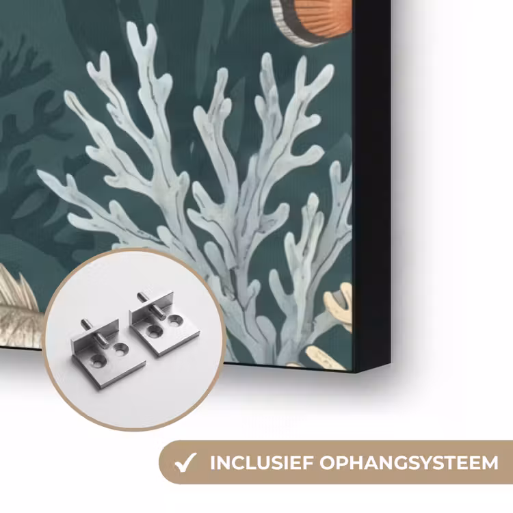 Vis - Koraal - Onderwater - Illustratie Textielframe zwart klein -USP_ophangsysteemNL