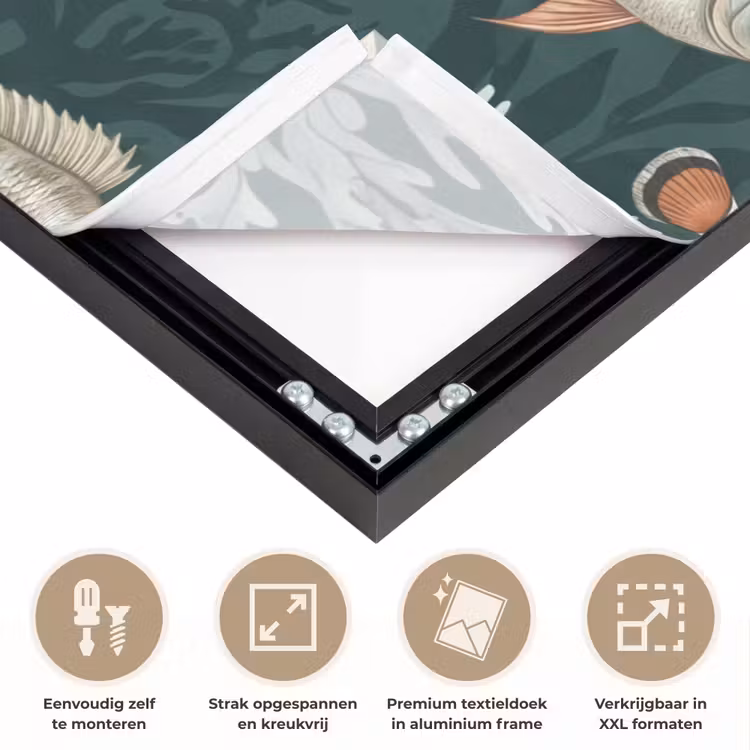Vis - Koraal - Onderwater - Illustratie Textielframe zwart klein -USP_feed_closeupNL