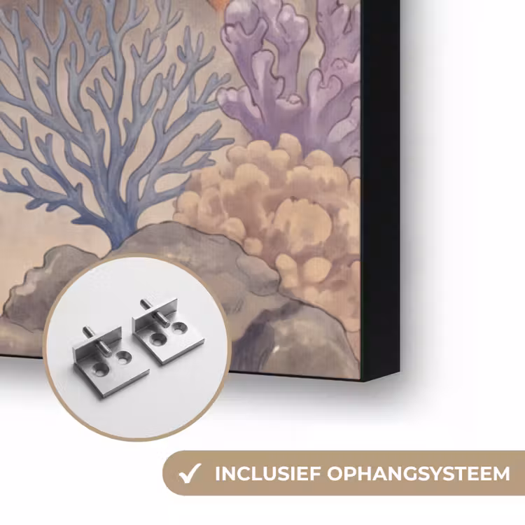 Vis - Koraalrif - Onderwaterwereld - Illustratie Textielframe zwart klein -USP_ophangsysteemNL