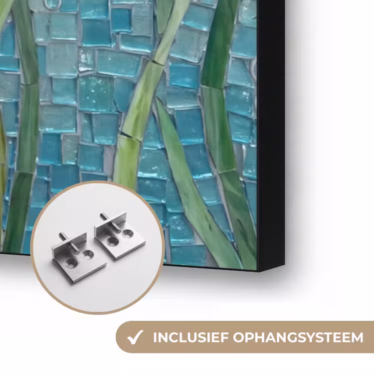 Vis - Mozaïek - Onderwater - Kleurrijk - Dieren Textielframe zwart klein -USP_ophangsysteemNL