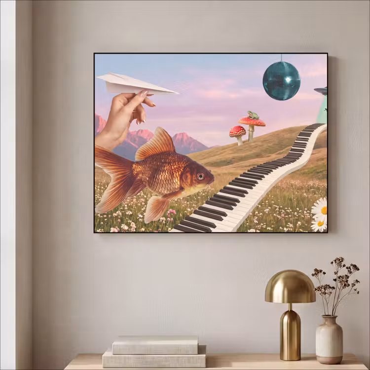 Art frame - Vis - Natuur - Abstract - Vis - Natuur - Abstract Textielframe zwart klein