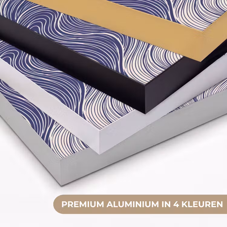 Vis - Oceaan - Lijntekening - Blauw - Dieren Textielframe zwart klein -USP_kleurenNL