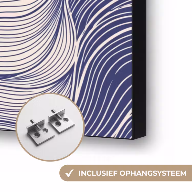 Vis - Oceaan - Lijntekening - Blauw - Dieren Textielframe zwart klein -USP_ophangsysteemNL