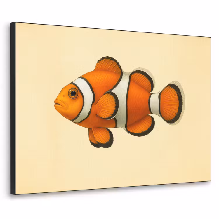 Vis - Oranje - Strepen Textielframe zwart klein -3d