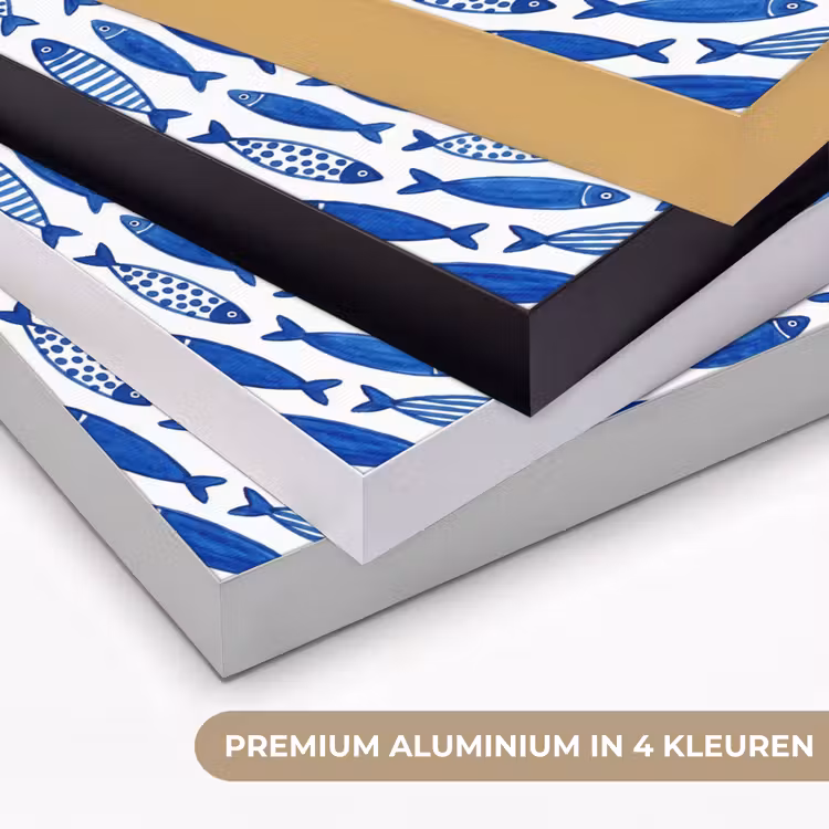 Vis - Patroon - Onderwater - Abstract - Blauw Textielframe zwart klein -USP_kleurenNL