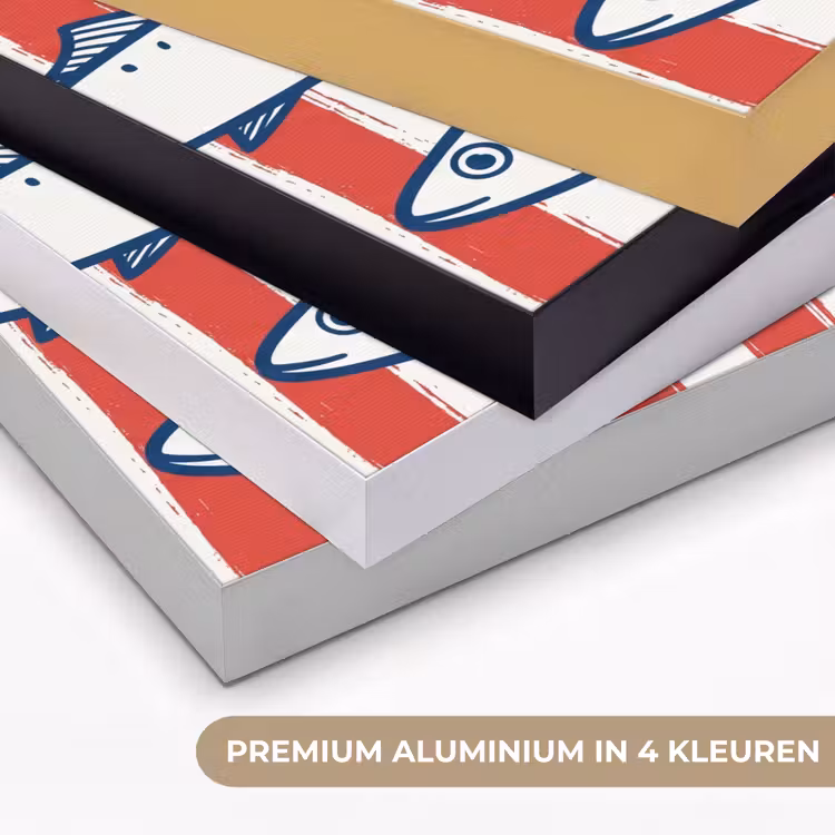 Vis - Patroon - Strepen - Illustratie - Rood Textielframe zwart klein -USP_kleurenNL