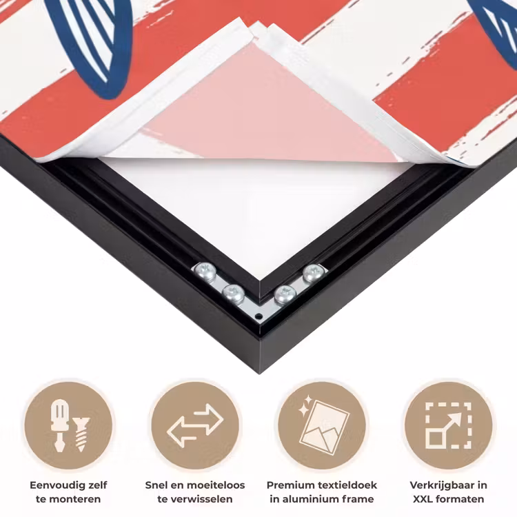 Vis - Patroon - Strepen - Illustratie - Rood Textielframe zwart klein -USP_closeupNL