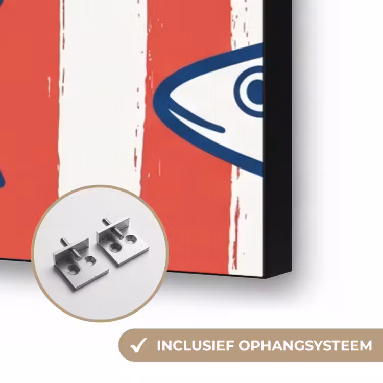 Vis - Patroon - Strepen - Illustratie - Rood Textielframe zwart klein -USP_ophangsysteemNL