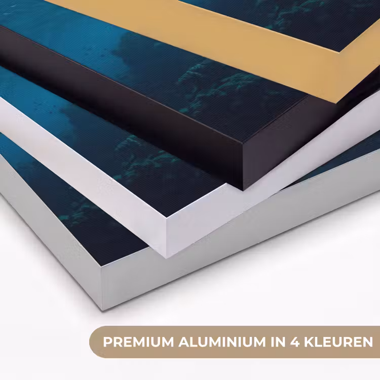 Vis - School - Oceaan - Natuur - Blauw Textielframe zwart klein -USP_kleurenNL