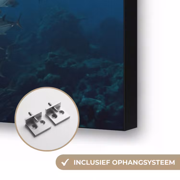 Vis - School - Oceaan - Natuur - Blauw Textielframe zwart klein -USP_ophangsysteemNL
