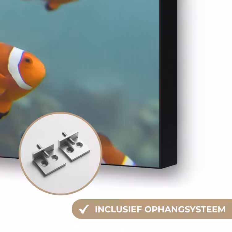 Vis - School - Onderwater - Dieren - Oranje Textielframe zwart klein -USP_ophangsysteemNL