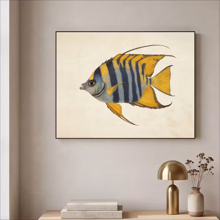 Vis - Sierlijk - Vinnen - Illustratie Textielframe zwart klein -sfeer2
