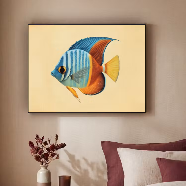 Vis - Vinnen - Blauw - Ogen Textielframe - compleet frame klein -sfeer1
