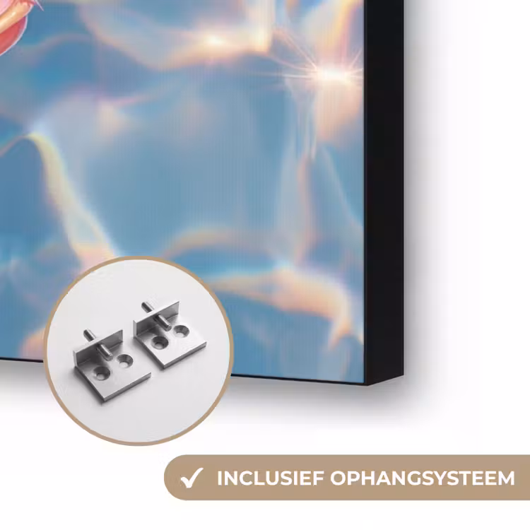Vis - Water - Blauw - Licht Textielframe zwart klein -USP_ophangsysteemNL