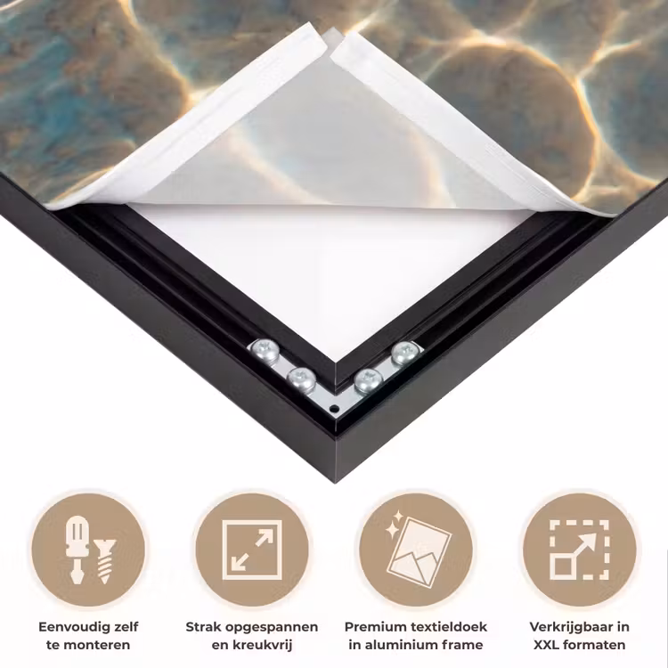 Vis - Water - Dieren - Oranje - Goud Textielframe zwart klein -USP_feed_closeupNL