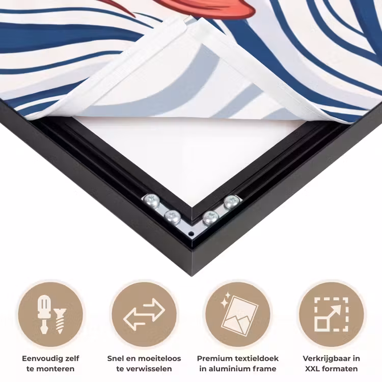 Vis - Water - Natuur - Illustratie - Rood Textielframe zwart klein -USP_closeupNL