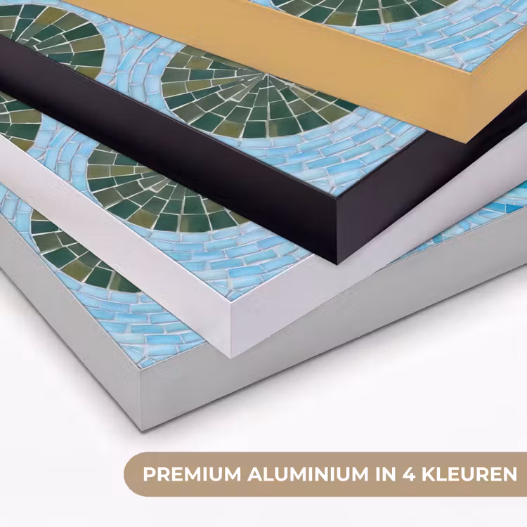Vis - Water - Natuur - Mozaïek - Blauw Textielframe zwart klein -USP_kleurenNL