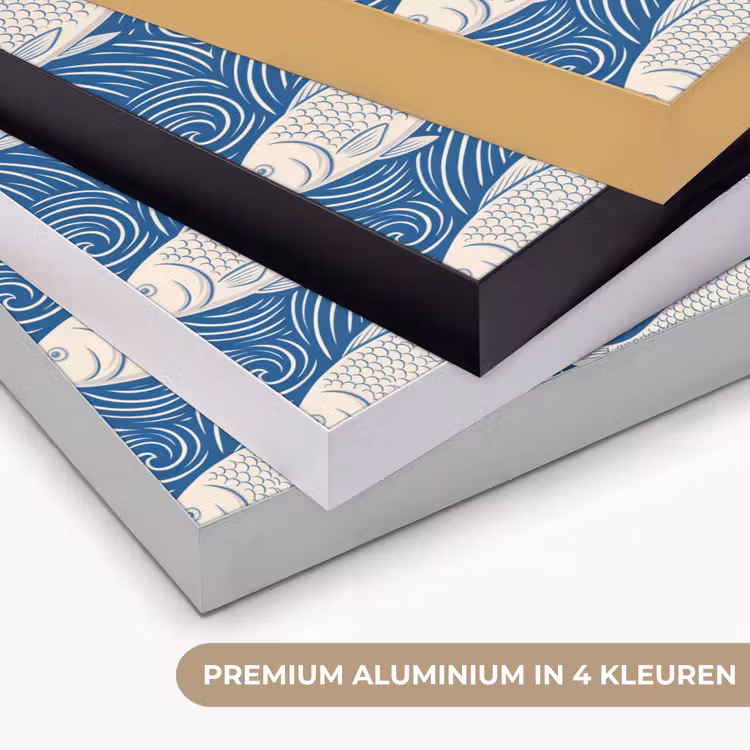 Vis - Water - Patroon - Grafisch - Blauw Textielframe zwart klein -USP_kleurenNL