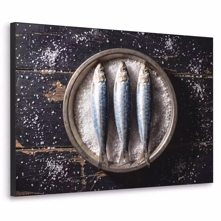 Art frame - Vis - Zout - Eten - Vis - Zout - Eten Textielframe zwart klein