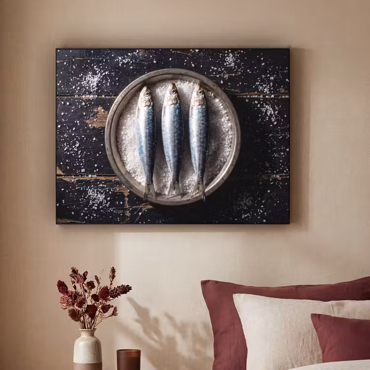 Art frame - Vis - Zout - Eten - Vis - Zout - Eten Textielframe zwart klein