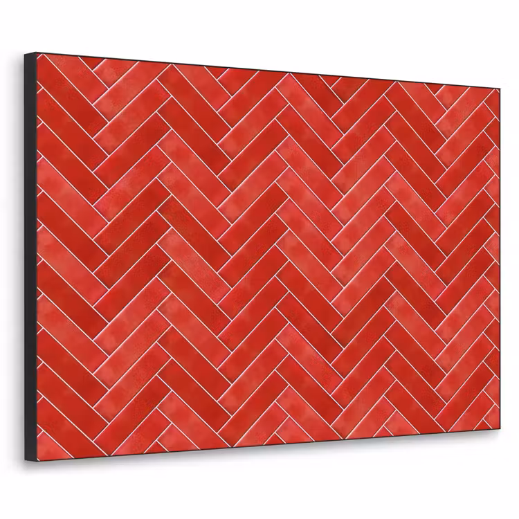 Visgraat - Tegel - Rood Textielframe zwart klein 947 -3d