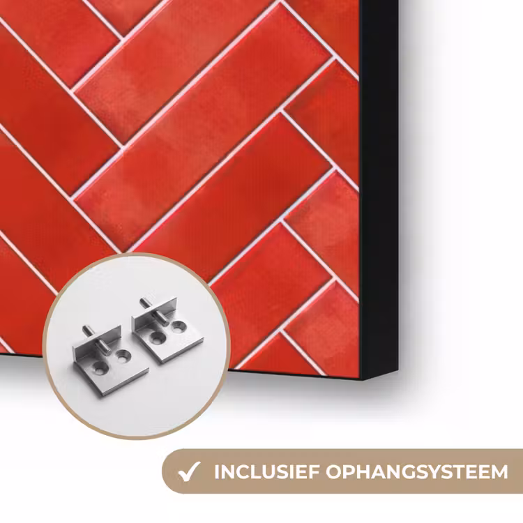 Visgraat - Tegel - Rood Textielframe zwart klein 947 -USP_ophangsysteemNL