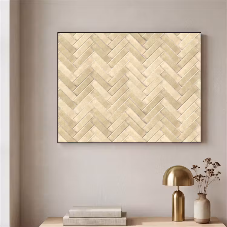 Visgraat - Tegel - Zand Textielframe zwart klein 947 -sfeer2