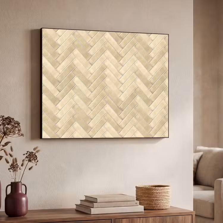 Visgraat - Tegel - Zand Textielframe zwart klein 947 -sfeer3