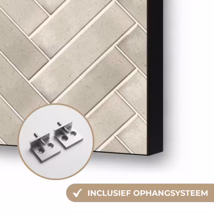 Visgraat - Wandtegel - Beige Textielframe zwart klein 947 -USP_ophangsysteemNL