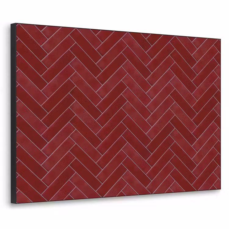 Visgraat - Wandtegel - Bordeaux - Rood Textielframe zwart klein 947 -3d