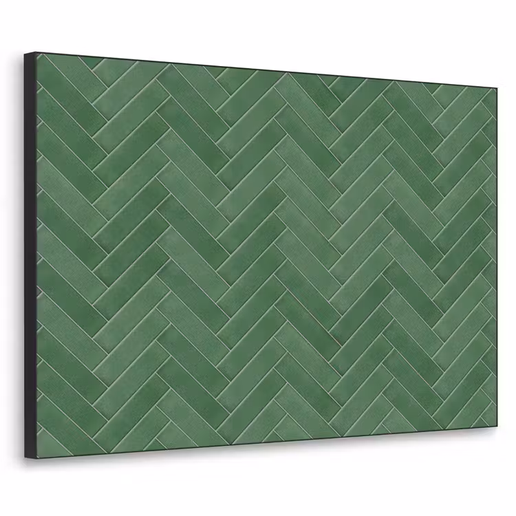 Visgraat - Wandtegel - Bosgroen Textielframe zwart klein 947 -3d