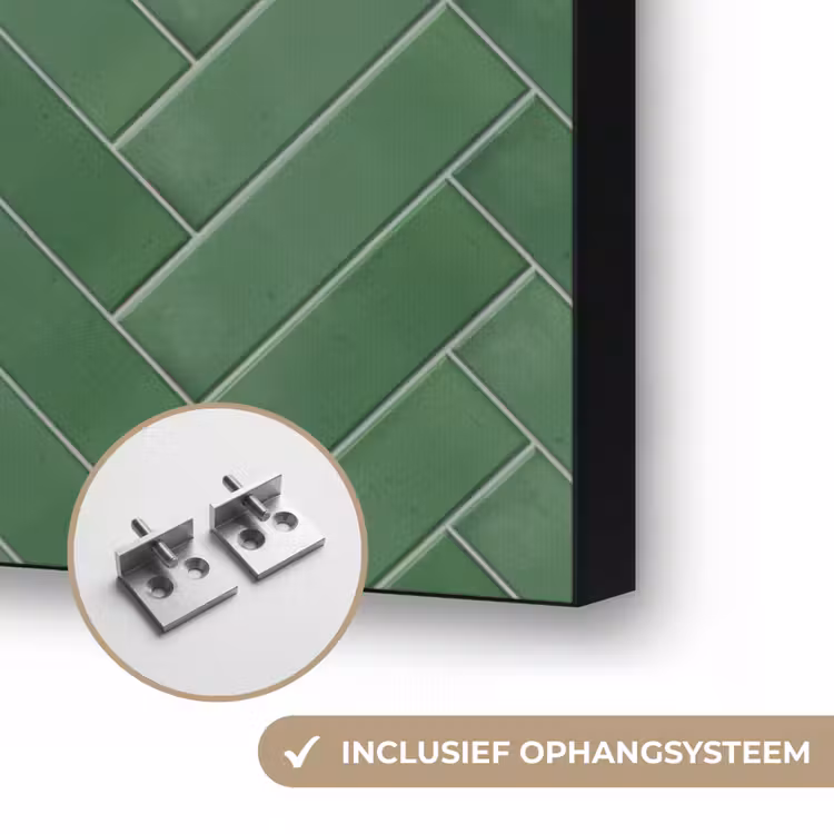 Visgraat - Wandtegel - Bosgroen Textielframe zwart klein 947 -USP_ophangsysteemNL