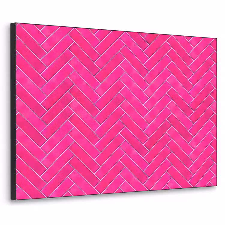 Visgraat - Wandtegel - Fuchsia - Roze Textielframe zwart klein 947 -3d