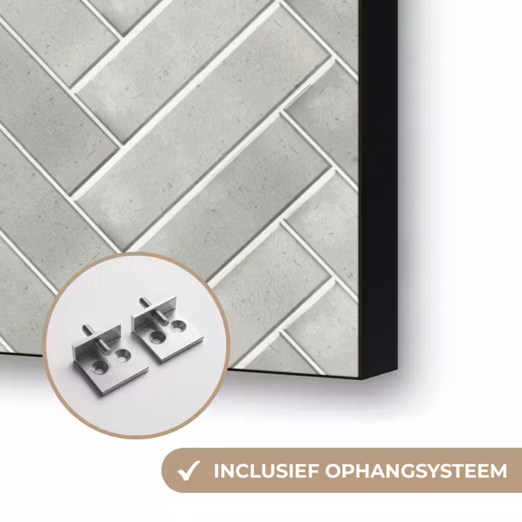 Visgraat - Wandtegel - Grijs Textielframe zwart klein 947 -USP_ophangsysteemNL