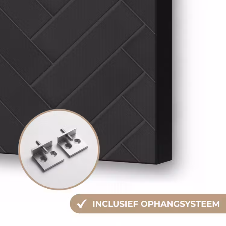 Visgraat - Wandtegel - Mat - Zwart Textielframe zwart klein 947 -USP_ophangsysteemNL