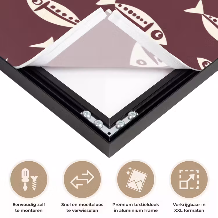Vissen - Grafisch - Patroon - Donker Textielframe zwart klein 947 -USP_closeupNL