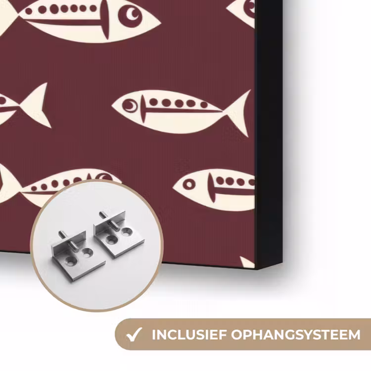 Vissen - Grafisch - Patroon - Donker Textielframe zwart klein 947 -USP_ophangsysteemNL