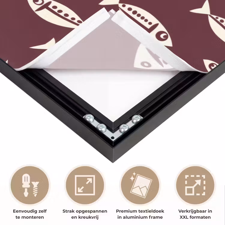Vissen - Grafisch - Patroon - Donker Textielframe zwart klein 947 -USP_feed_closeupNL