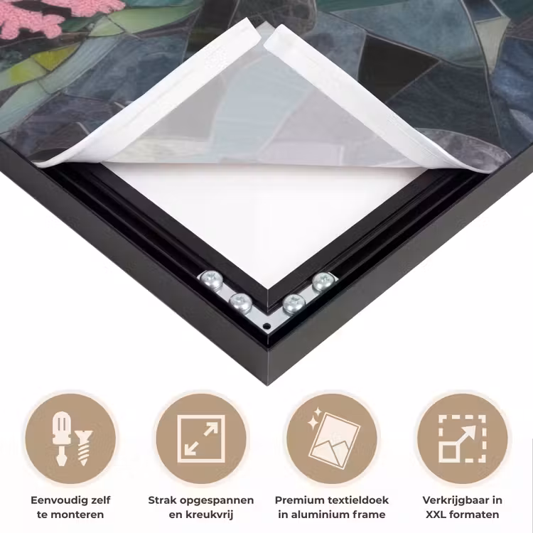 Vissen - Koraal - Zee - Mozaïek Textielframe zwart klein -USP_feed_closeupNL