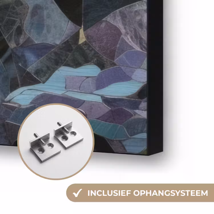 Vissen - Koraal - Zee - Mozaïek Textielframe zwart klein -USP_ophangsysteemNL