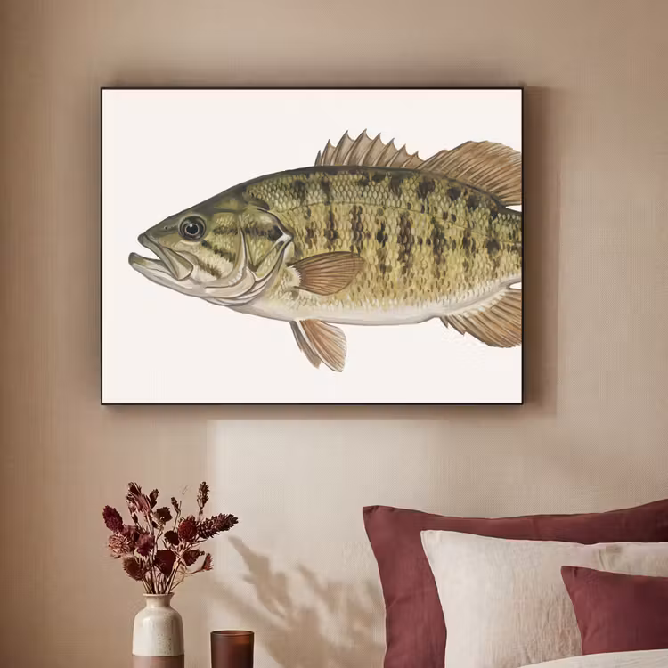 Vissen - Natuur - Vintage Textielframe zwart klein -sfeer1