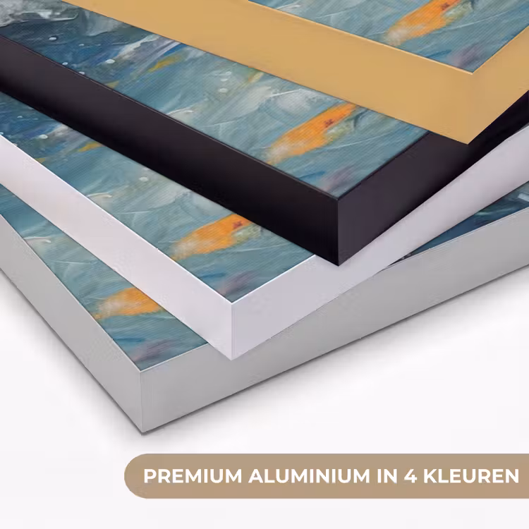 Vissen - Water - Dieren - Kunst - Olieverf Textielframe zwart klein -USP_kleurenNL