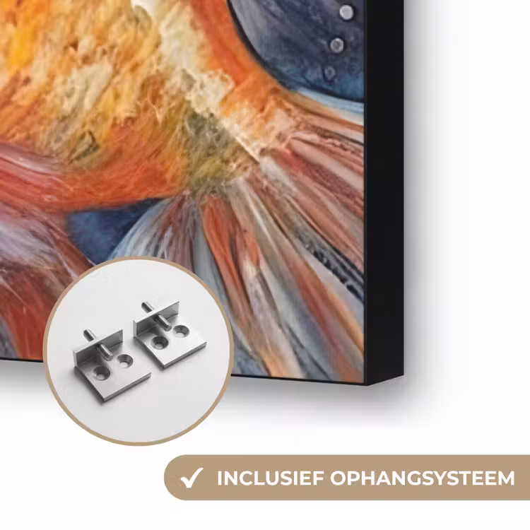 Vissen - Water - Dieren - Kunst - Olieverf Textielframe zwart klein -USP_ophangsysteemNL