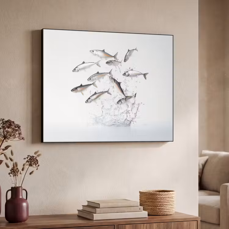 Vissen - Water - Wit Textielframe zwart klein -sfeer3