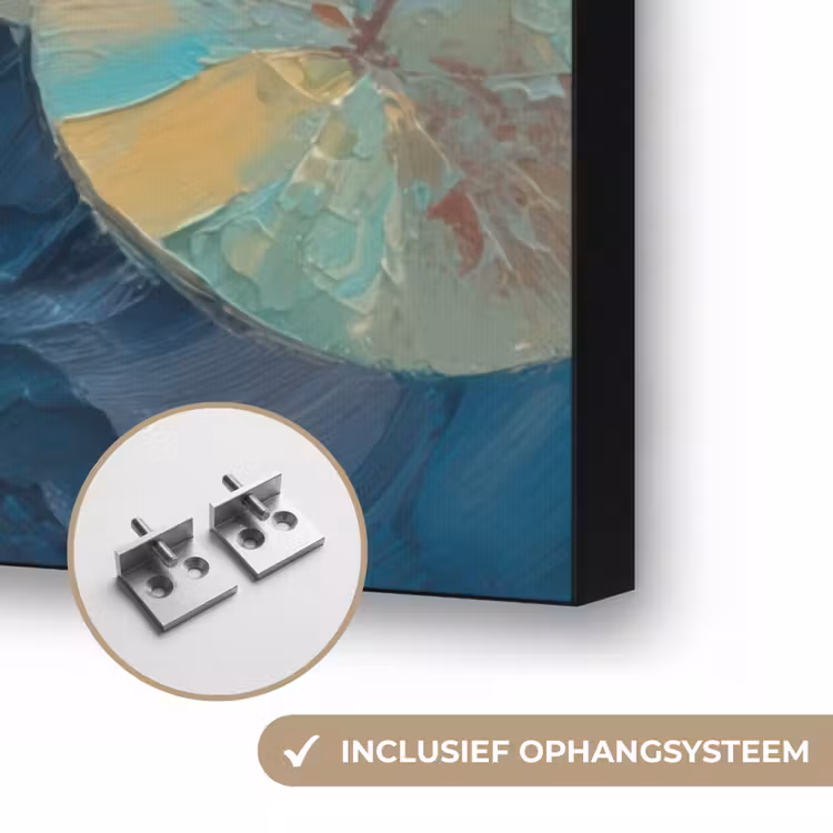 Vissen - Waterlelies - Oranje - Water Textielframe zwart klein -USP_ophangsysteemNL