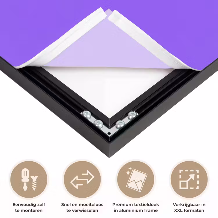 Vivid - Violet - Paars Textielframe zwart klein 947 -USP_closeupNL