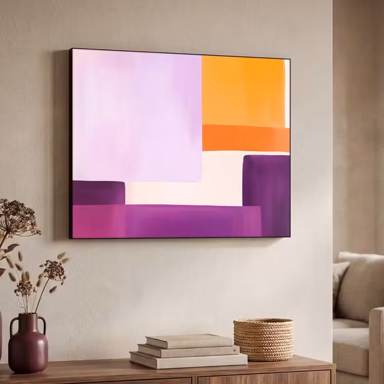 Vlakken - Abstract - Rechthoekig - Oranje Textielframe zwart klein -sfeer3