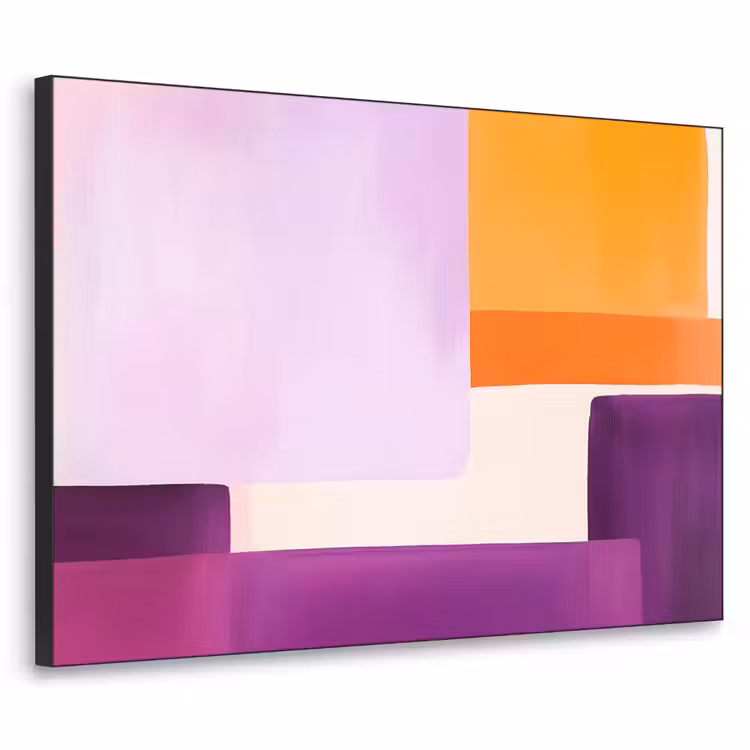 Vlakken - Abstract - Rechthoekig - Oranje Textielframe zwart klein -3d
