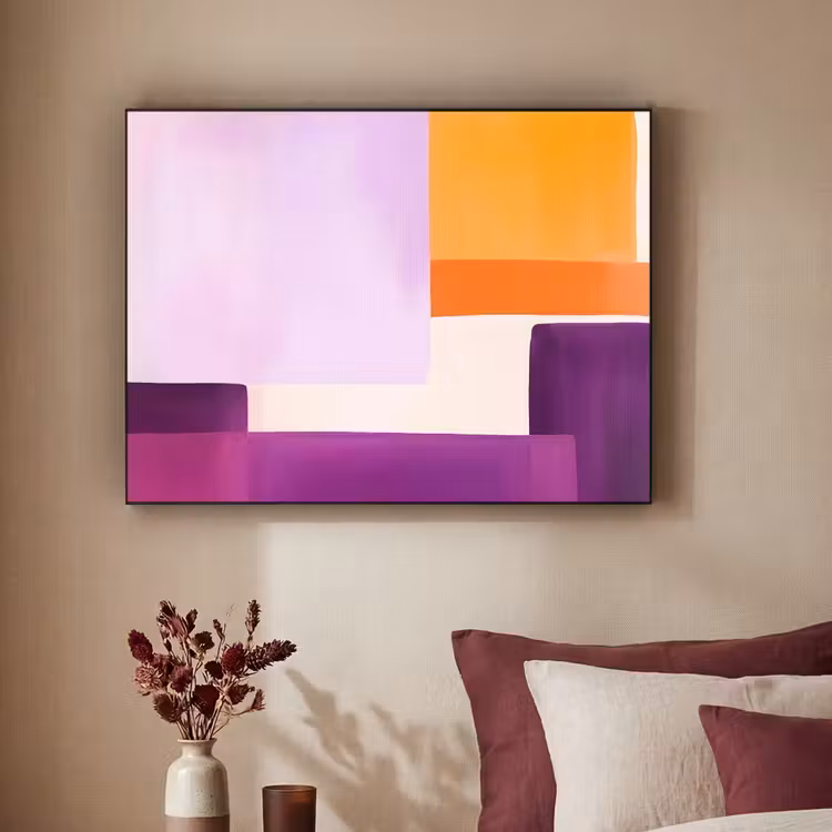 Vlakken - Abstract - Rechthoekig - Oranje Textielframe zwart klein -sfeer1