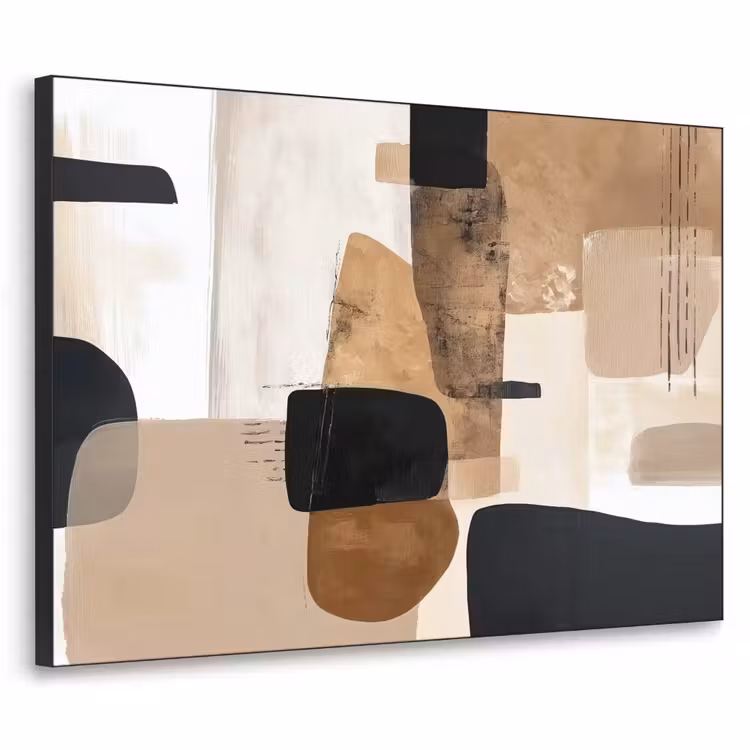 Vlakken - Abstract - Zwart - Strepen Textielframe zwart klein -3d